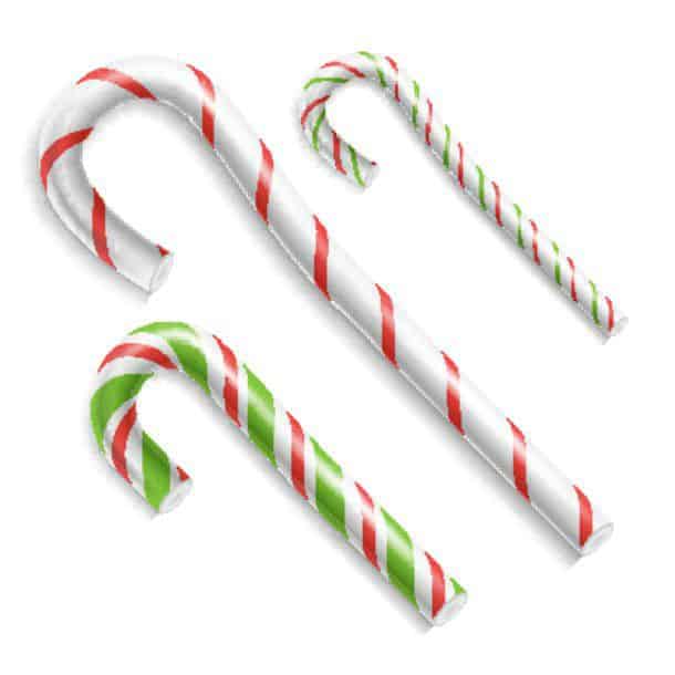 Candy Cane Vector Christmas Candy Cane Realistic Set Isolated Top View Xmas Banner And New Year Design Concept Illustration 3D Xmas Candy Cane Se
