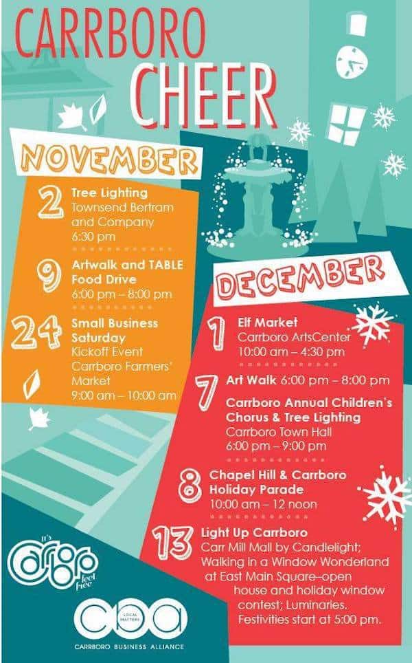 Carrboro Holiday Events Elf Market, Tree Lighting, Holiday Parade