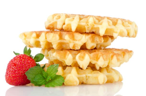 Waffles And Strawberry Isolated On White Background