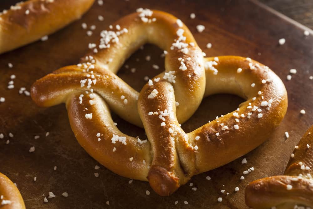 homemade soft pretzel with salt