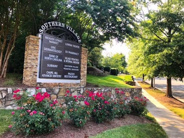 sign for southern village in chapel hill