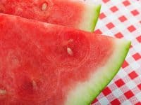 Closeup Of Two Slices Of Juicy Red Watermelon Shallow Depth Of Field