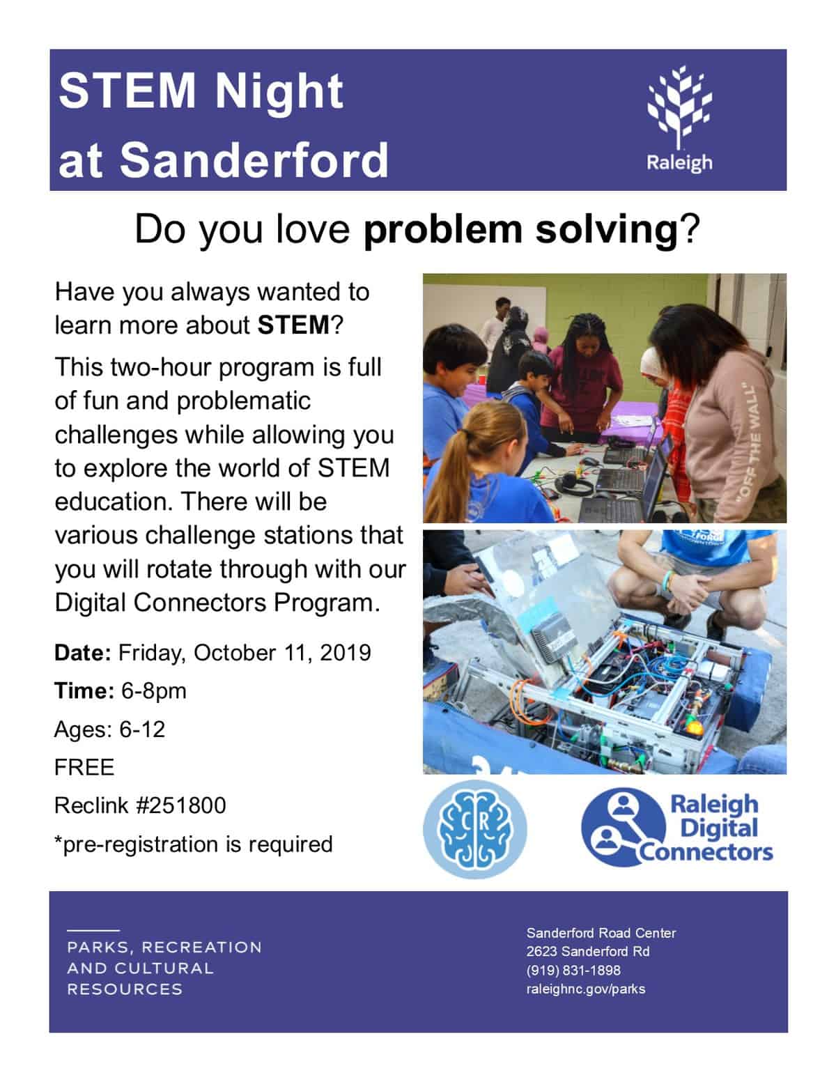 STEM Night at Sanderford with Raleigh Digital Connectors Triangle on