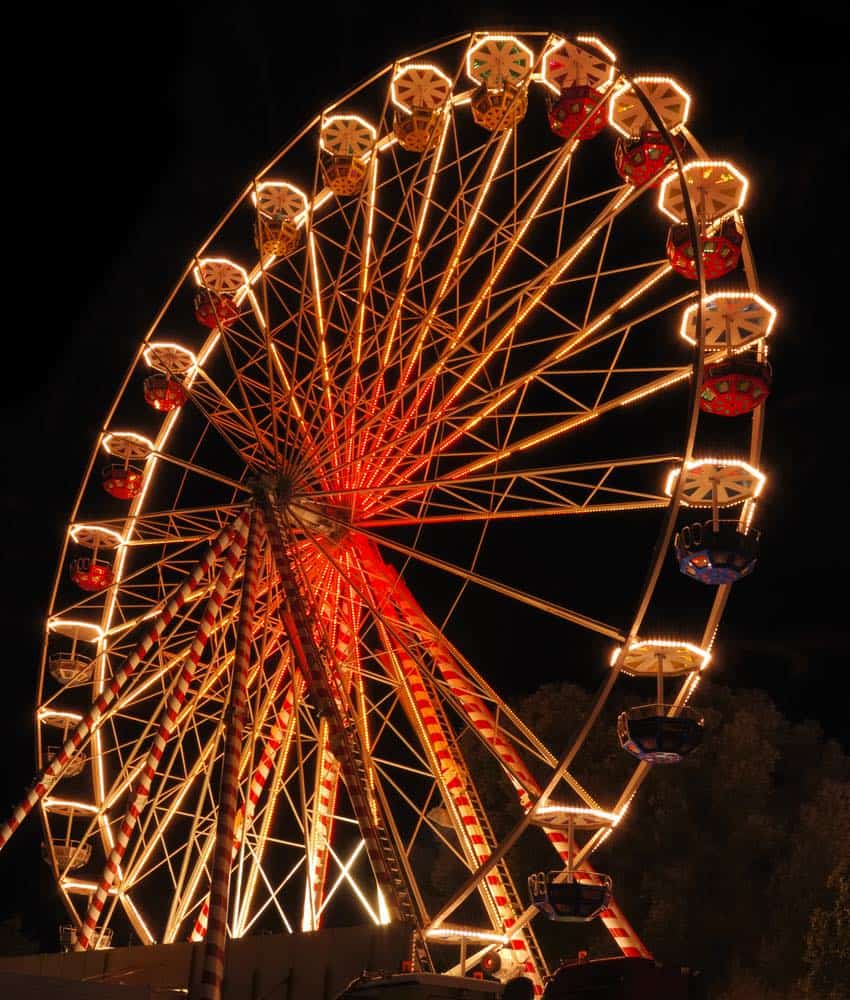 Ferris wheel at night. 