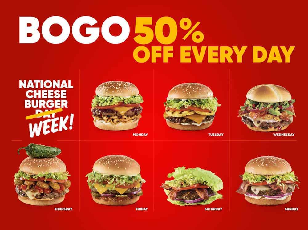 red robin national cheeseburger day Triangle on the Cheap