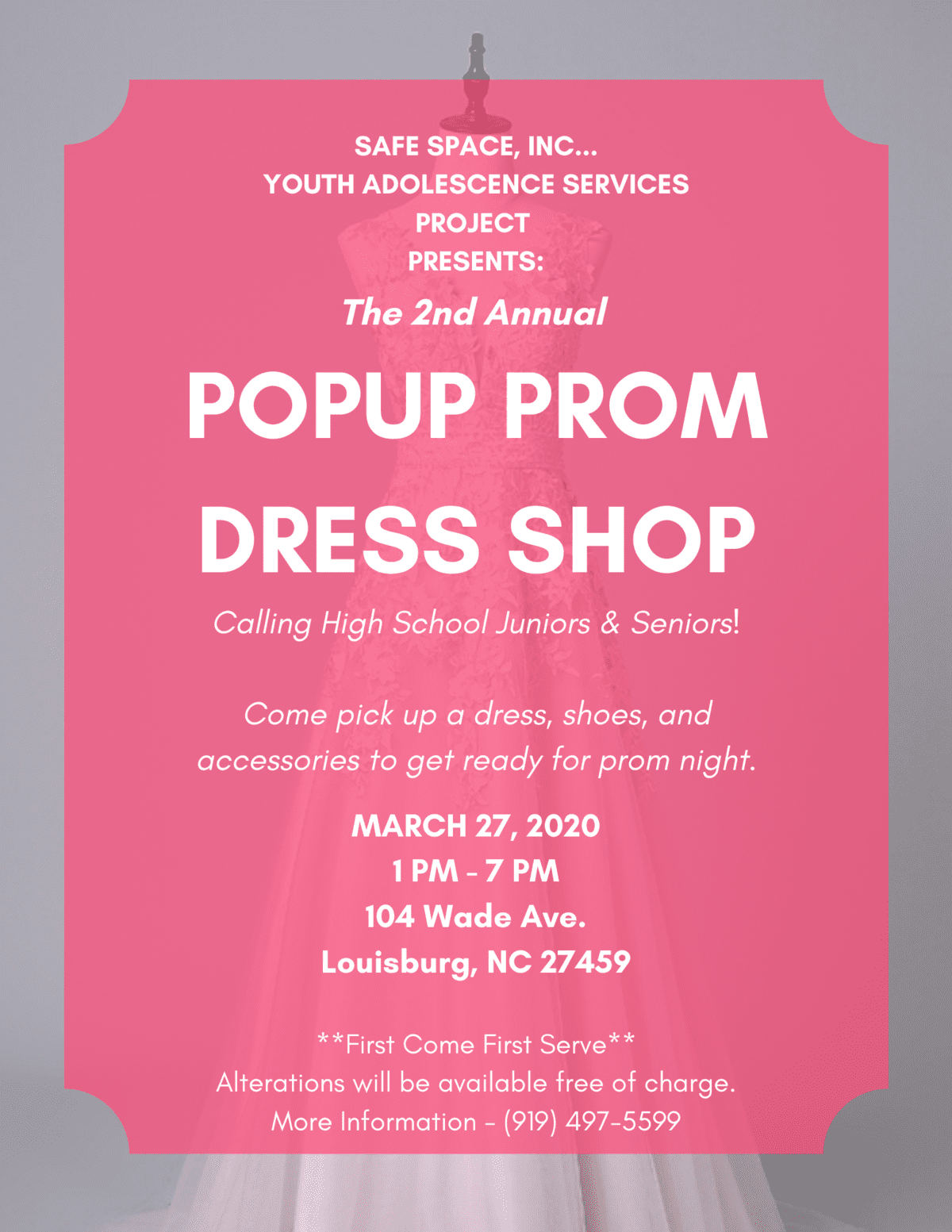 Free prom dresses and accessories at Prom Dress PopUp Shop in Louisburg ...