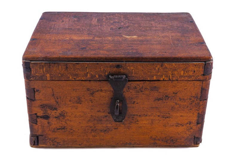 old wooden chest for time capsule