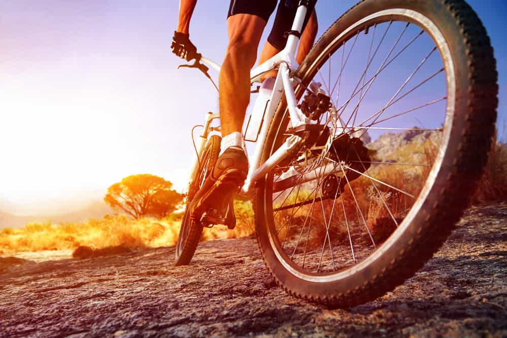 Close-up of mountain bike rider