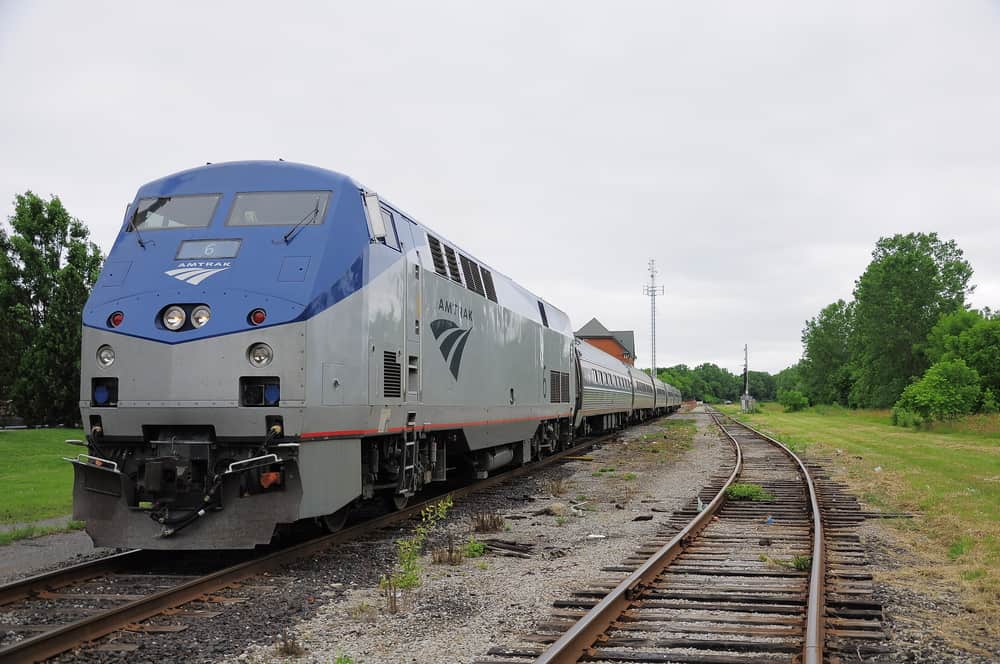 amtrak train on tracks