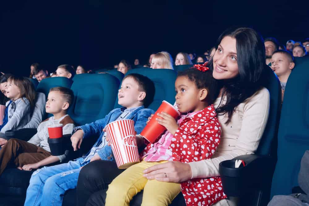 Kids and mom at movies