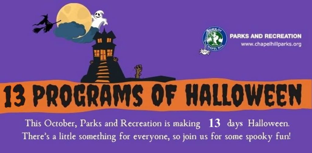 Halloween activities with Chapel Hill Parks and Recreation pumpkin