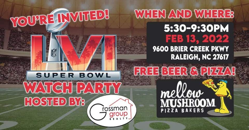 Super Bowl Bash with free pizza and beer at Mellow Mushroom Brier