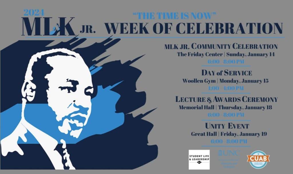 poster for UNC MLK Day events
