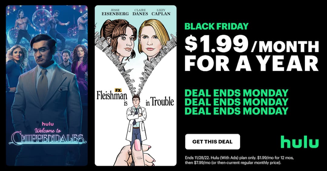 Hulu Black Friday Deal 1.99 a month for a year Triangle on the Cheap