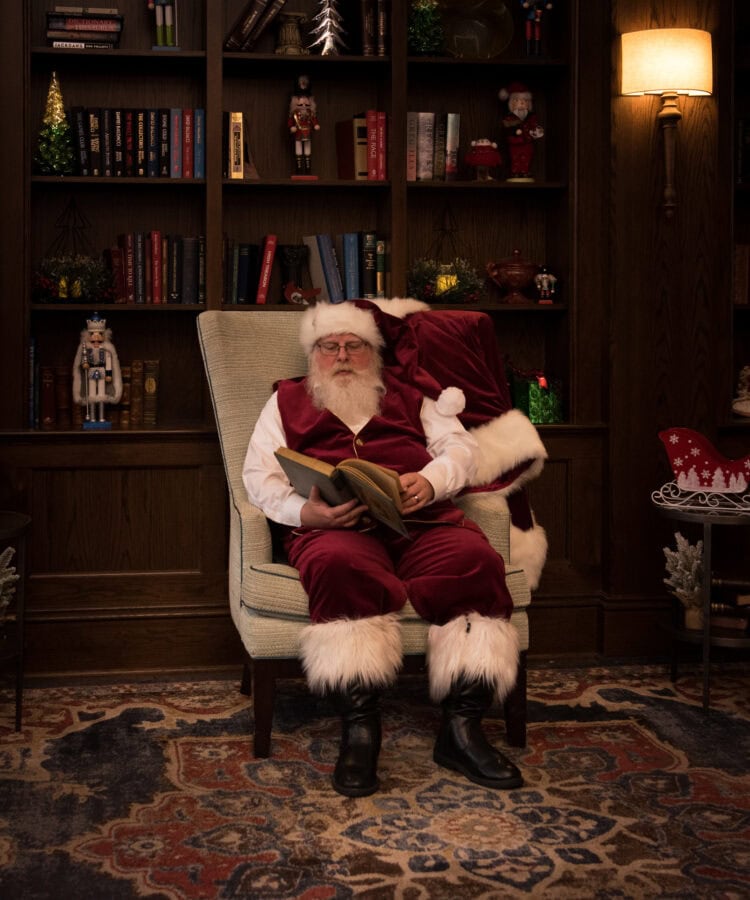 Santa reading a book