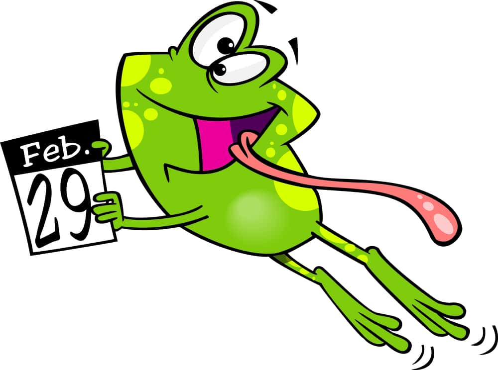 frog jumping with leap year calendar