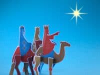 Three kings day. Melchior, Caspar and Balthazar. Night with the star of Bethlehem.