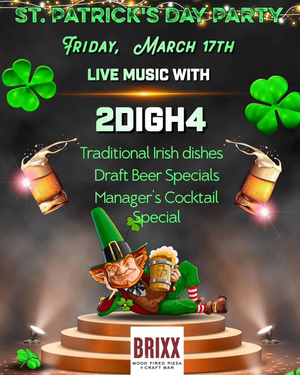 St. Patrick's Day Party at Brixx Pizza in Cary, with live music