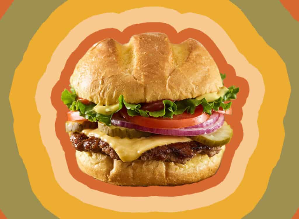 Hamburger surrounded by wavy lines