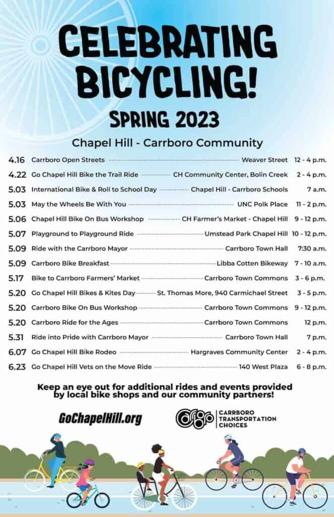 schedule of bike month events in chapel hill and carrboro