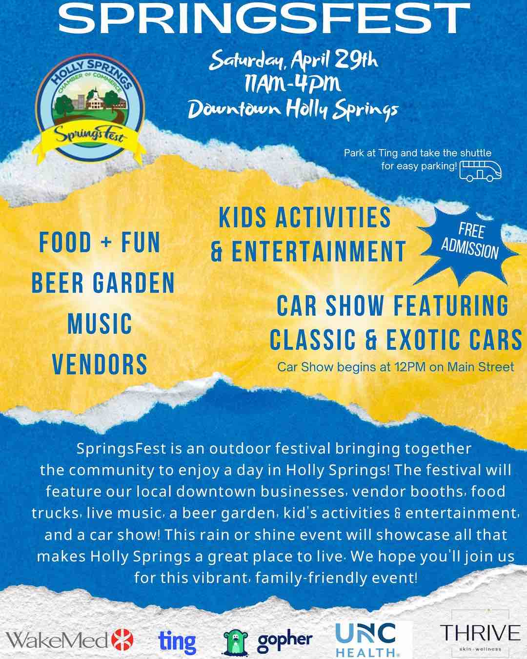 SpringsFest in Downtown Holly Springs April 29 Triangle on the Cheap