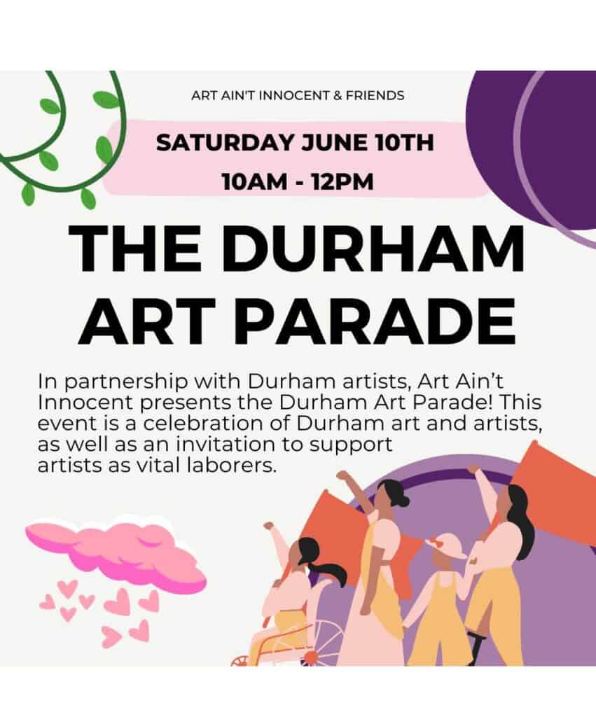 flyer for The Durham Art Parade on June 10