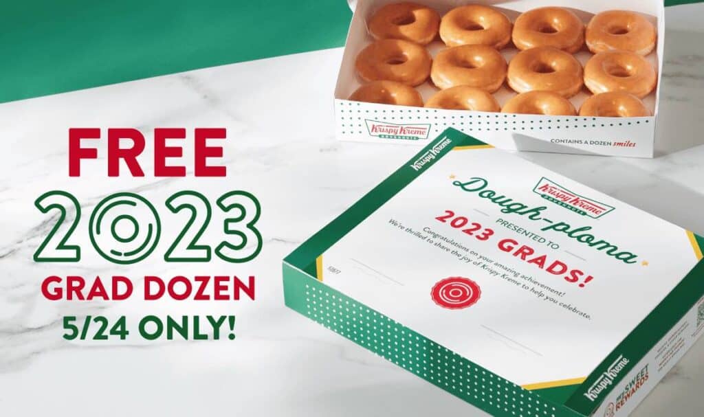 dozen free Krispy Kreme doughnuts for 2023 grads