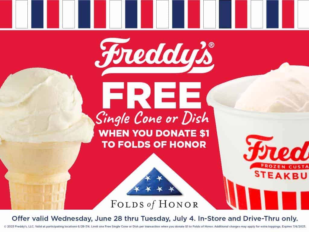 poster for freddy's 4th of july deal