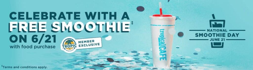 flyer for free smoothie from tropical smoothie