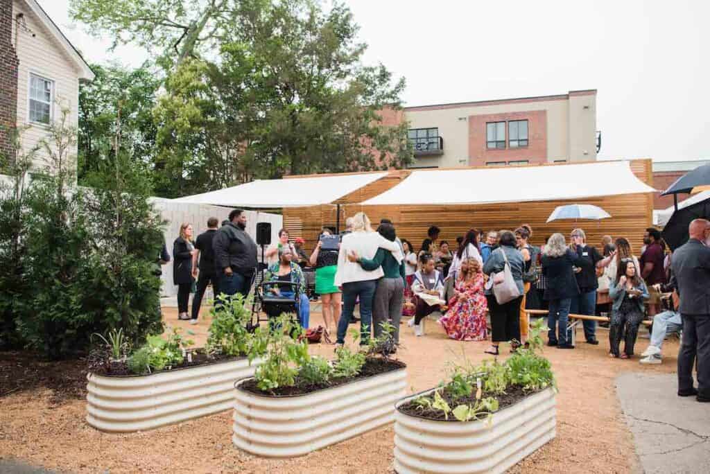 people socializing in the Garden Spot