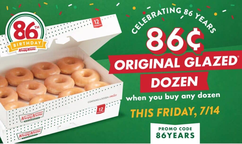 banner for Krispy Kreme's birthday promo