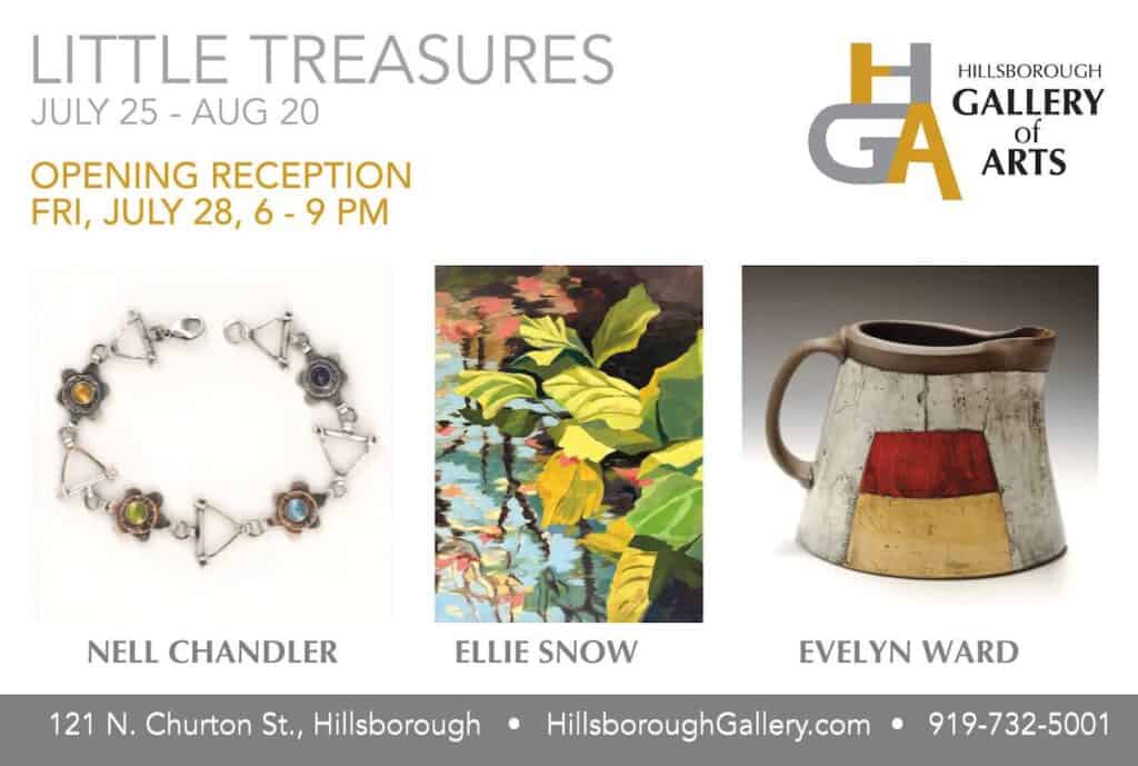 poster for Little Treasures opening reception at Hillsborough Gallery of Arts
