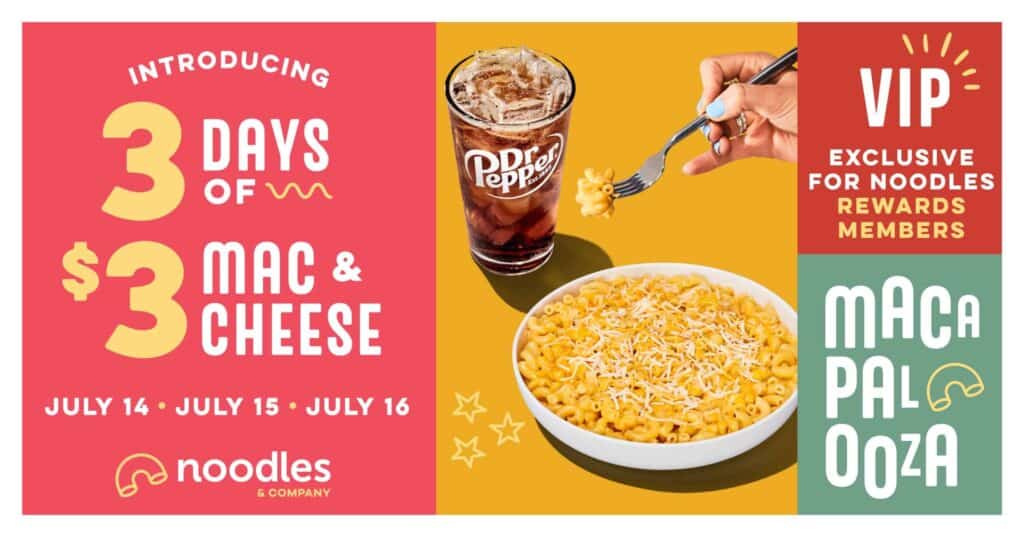 banner for Noodles & Co's Mac & Cheese Day deal