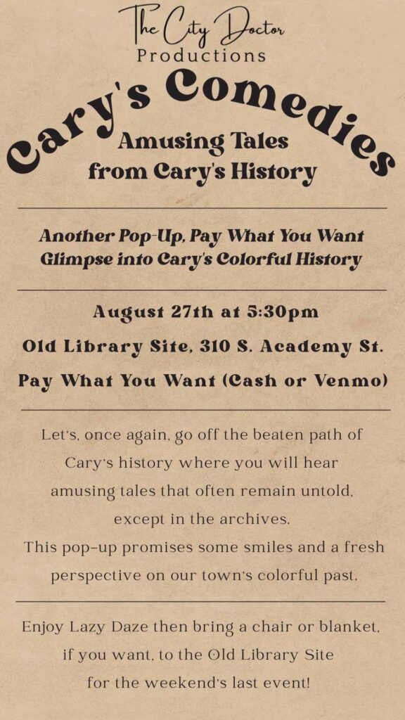 flyer for Cary's Comedies