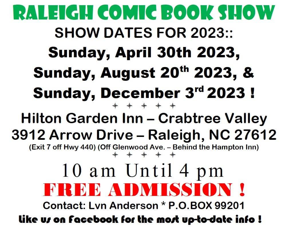 Raleigh Comic Book Show August 20 Triangle on the Cheap