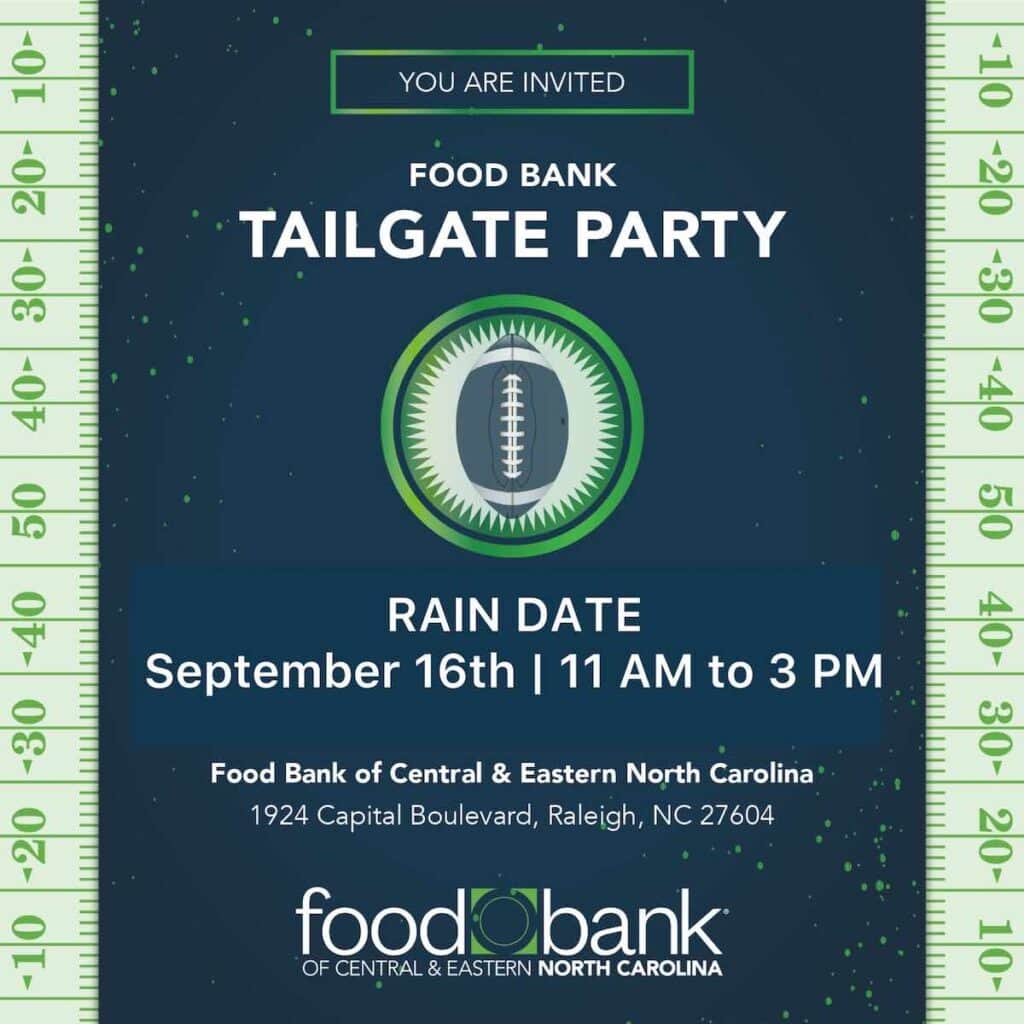 flyer for food bank tailgate party