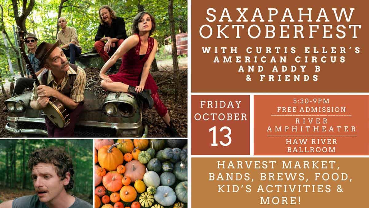 Saxapahaw Oktoberfest harvest market, bands, kids' activities, more