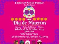 banner for Dia de Muertos celebration, in Spanish