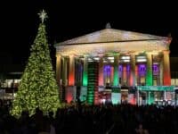 large Christmas tree lit up