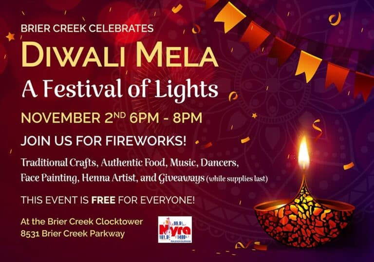 Diwali Mela at Brier Creek, including fireworks Nov. 2 Triangle on