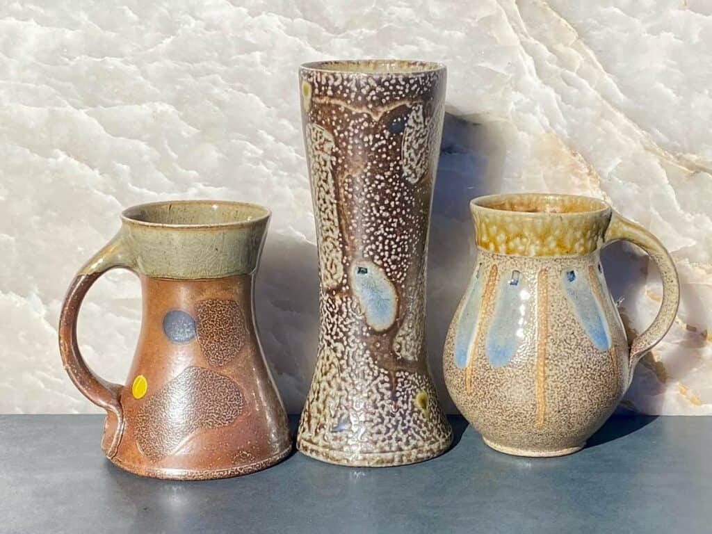 three pieces of pottery