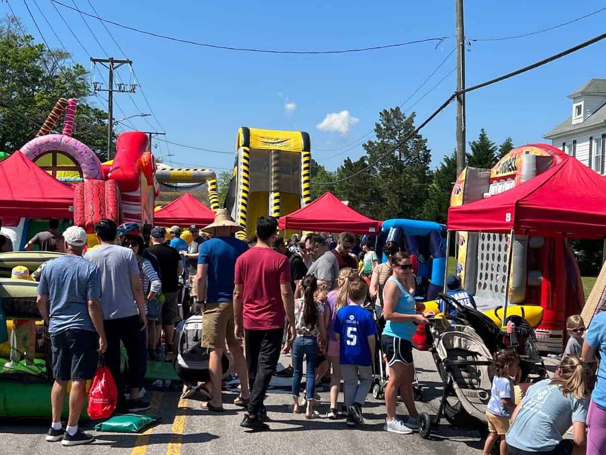 families at kids' zone at PeakFest in Apex