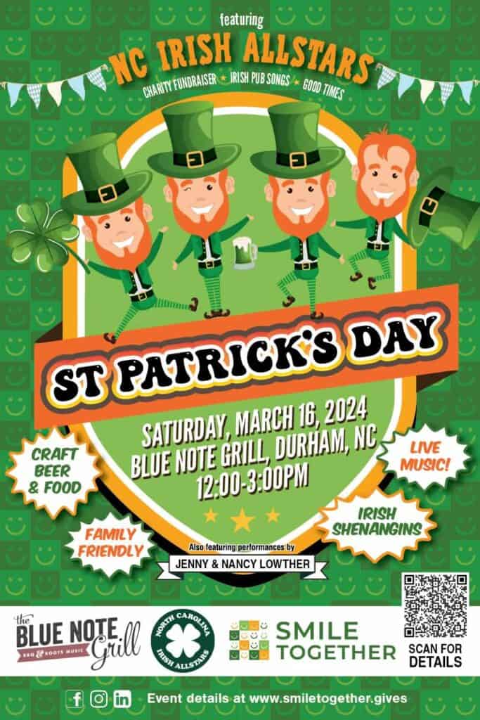 poster for st. patrick's day party at Blue Note Grill