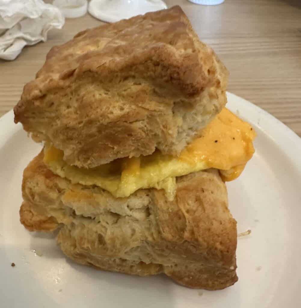 Biscuit sandwich with egg and cheese at A Place at the Table in Raleigh