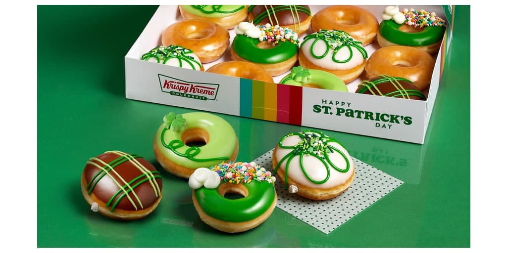 St. Patrick's Day themed doughnuts at Krispy Kreme
