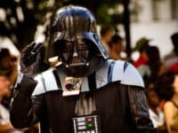 Star Wars fan in Darth Vader costume