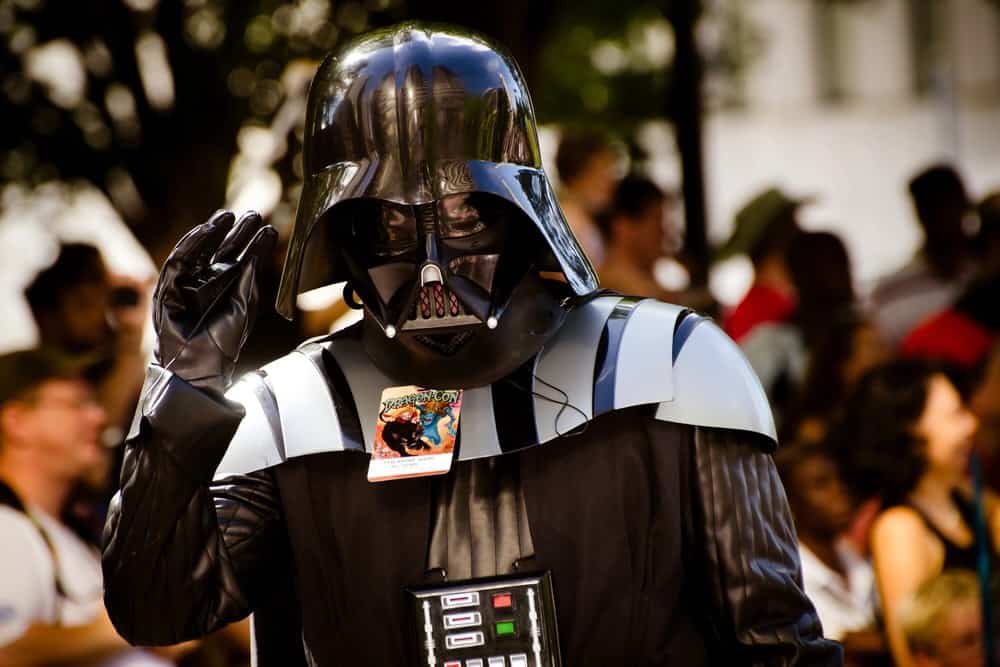 Star Wars fan in Darth Vader costume