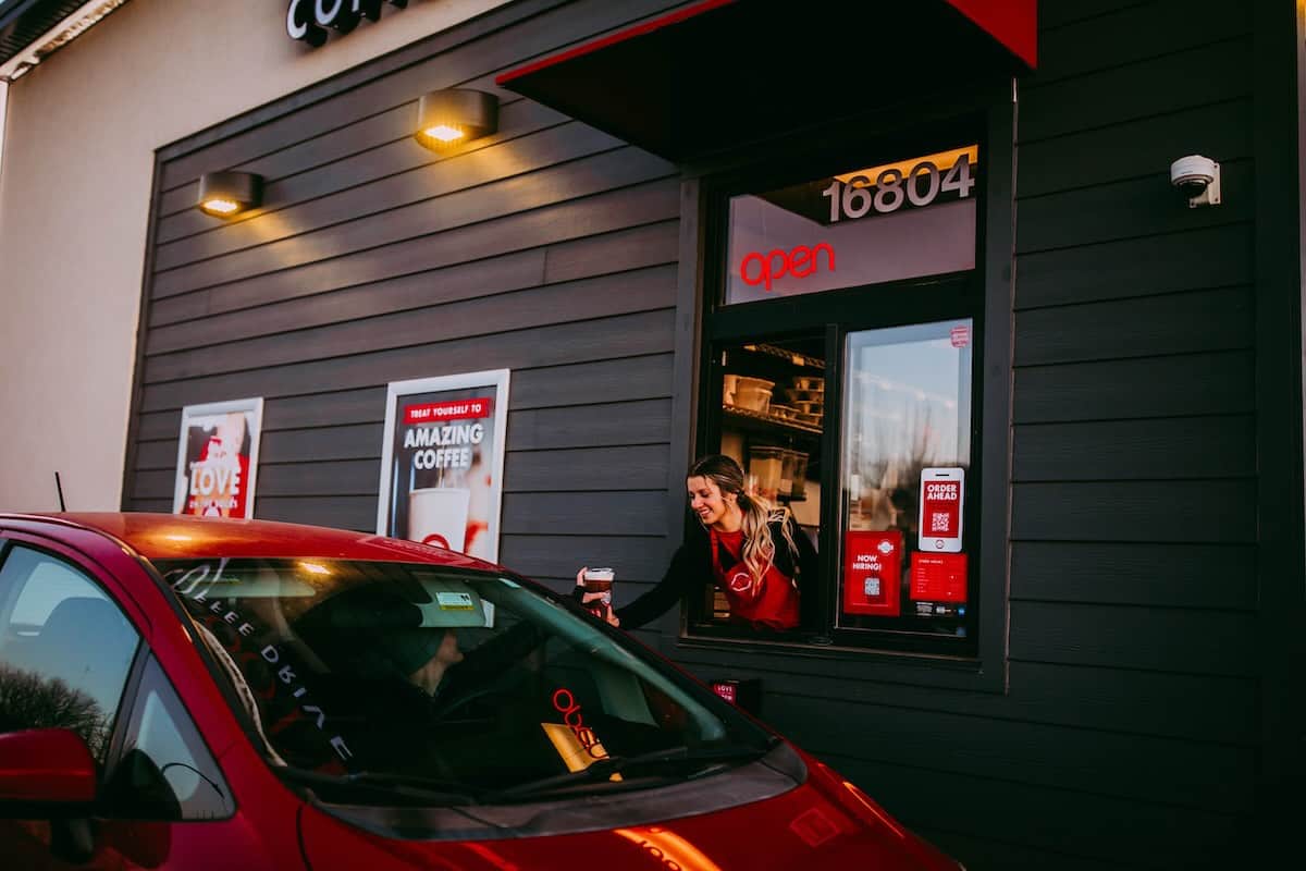 Car at coffee drive-thru