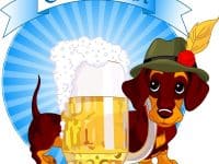 Oktoberfest design of dachshund dog and a pint of beer