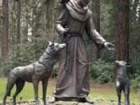 statue of saint francis of assisi with animals